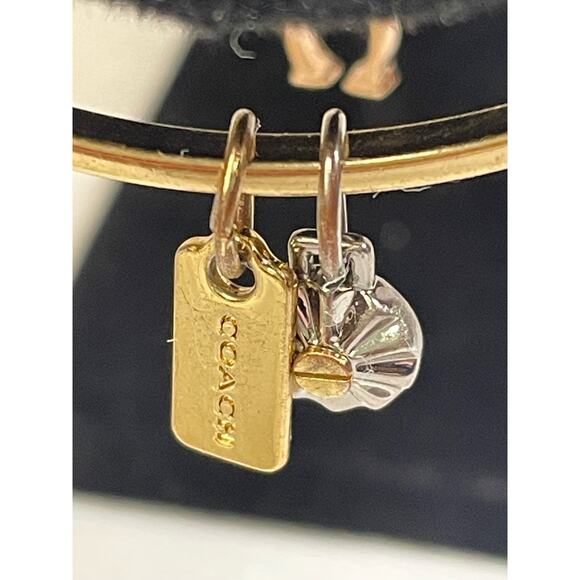 Coach Bracelet Set w/box Gold Logo EUC Gold Rose Gold Bangle - Picture 1 of 9
